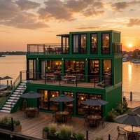 Restaurant modulaire en conteneur vert forêt, 2 ou 3 étages, structure en acier, café-bar pour les États-Unis