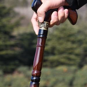 Canne en bois massif 94 cm, poignée ergonomique antidérapante pour personnes âgées, aide à la marche - Product Image 2