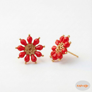 ต่างหูประดับลูกปัดชุบทอง 24K รุ่น Namayo Sunfire Rosette Flower สำหรับผู้หญิง สวมใส่ในงานแต่งงานและทุกวัน - Product Image 1