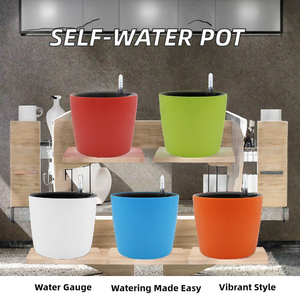 Macetas Redondas de Plástico con Autorriego e Indicador de Nivel de Agua para Plantas de Interior como Hiedra Dorada, Violeta Africana y Orquídeas - Product Image 4