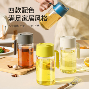 High Borosilicate Glass Oil Bottle Automatic Opening Kitchen Dispenser Large Capacity See Through Lid Plastic Household Soy - Product Image 1