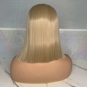 วิกผมผู้หญิงยุโรปอเมริกันสั้นตรง<span class=keywords><strong>สั้น</strong></span>สีทองขนาดกลางบ๊อบตัดไหมทนอุณหภูมิสูงสารเคมีขนาดเล็กโปร่งใส - Product Image 5