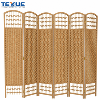 Paravent moderne mobile en fibres naturelles tissées à la main, 6 panneaux, autoportant, pliable, design arche, écologique