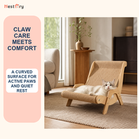 Chaise longue ergonomique inclinée pour chat avec cadre en bois massif et tapis en sisal amovible – Meuble anti-griffures