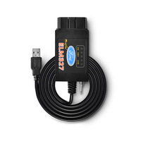 Lector de Códigos OBD ELM327, Escáner de Diagnóstico Automotriz USB 25K80 FT232RL para Focus, Cable Negro Naranja 9-16V con Interruptor Oculto