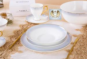 लक्जरी 62 पीसी फाइन हड्डी चीन डिनरवेयर ने आधुनिक टेबल सेवा के लिए मिस्र के बाजार के लिए नवीनतम डिजाइन तैयार किया - Product Image 4