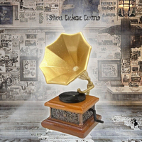 Miniature rétro phonographe modèle plaqué or métal artisanat pour maison de poupée accessoire bijoux Playhouse noël ornement jouet