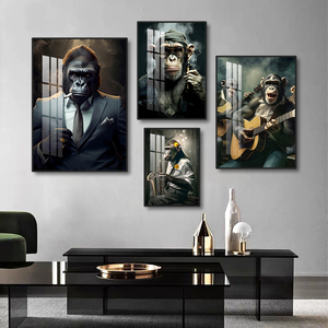 Décoration de salon : Affiches abstraites d'animaux, Graffiti mural, <span class=keywords><strong>Singe</strong></span>, Cuisinier, Barman, Impressions sur toile, Peintures d'animaux <span class=keywords><strong>Pop</strong></span> <span class=keywords><strong>Art</strong></span>, Décoration - Product Image 4