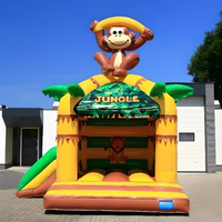 Castillo Inflable Comercial de PVC para Fiestas Infantiles, Tobogán con Diseño de Mono, Colores y Logotipo Personalizables, para Niños de 2 a 3 Años