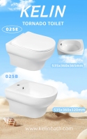 Toilette murale ronde en céramique blanche moderne sans monture Tornado Salle de bain compacte WC suspendu avec siège à fermeture en douceur