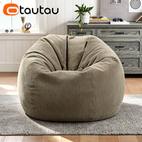 OTAUTAU Housse de pouf moderne en velours côtelé pour adultes et enfants, housse amovible, fauteuil inclinable, siège d'angle de salon, pour jeux et films