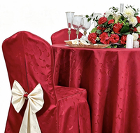 Großhandel Jacquard Runde Tischdecke Burgunderrot Hotel Bankett Restaurant Hochzeit Runde Esstischdecke für Veranstaltungen und Feiern