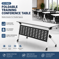 Table de réunion pliable, table de formation mobile avec roulettes, bureau de conférence modulaire, structure en acier, mobilier de bureau SY-FM01
