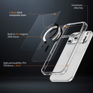 <span class=keywords><strong>Coque</strong></span> de téléphone ultra-fine de luxe en PC et TPU antichoc, ultra-résistante, magnétique et transparente pour iPhone 17 Pro Max - Product Image 2