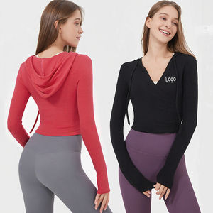 เสื้อฮู้ดออกกำลังกายผู้หญิง แขนยาว ทรงเข้ารูป ผ้าสแปนเด็กซ์/คอตตอน เป็นมิตรต่อสิ่งแวดล้อม เหมาะสำหรับโยคะ ฟิตเนส วิ่ง ลดสัดส่วน  ลดราคาพิเศษ - Product Image 2