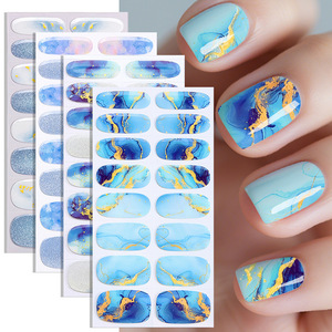 New Màu Nước 3D Gel Nail Sticker miễn phí Baking ánh sáng bắt sáng bầu trời đầy sao thiết kế pháp không UV Gel Nail Strips cho ngón tay - Product Image 3
