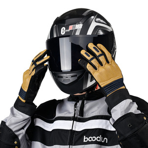 Guantes de montar a caballo de piel de vaca, antideslizantes, con absorción de impactos, con pantalla táctil, para hombres, uso en bicicleta para adultos - Product Image 2