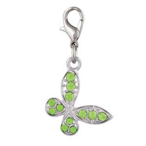 Ciondolo a forma di farfalla in argento sterling con cristalli verdi per la creazione di gioielli - Product Image 1