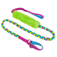Jouets pour chiens colorés personnalisés, accessoires pour animaux de compagnie, laisse en polaire tressée 3-en-1 avec jouet en fourrure de renard, parfait pour les entraînements d'agilité