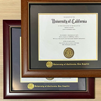 Cadre en bois pour diplôme et certificat, support de documents A4, cadres photo avec passe-partout doré pour décoration murale de remise de diplôme - Vente en gros