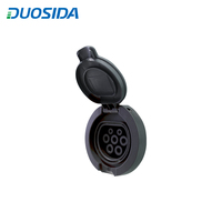 Port de charge femelle latéral DUOSIDA Type 2 pour VE, prise EV IEC62196 2 avec couvercle de protection rabattable pour la recharge de véhicules électriques