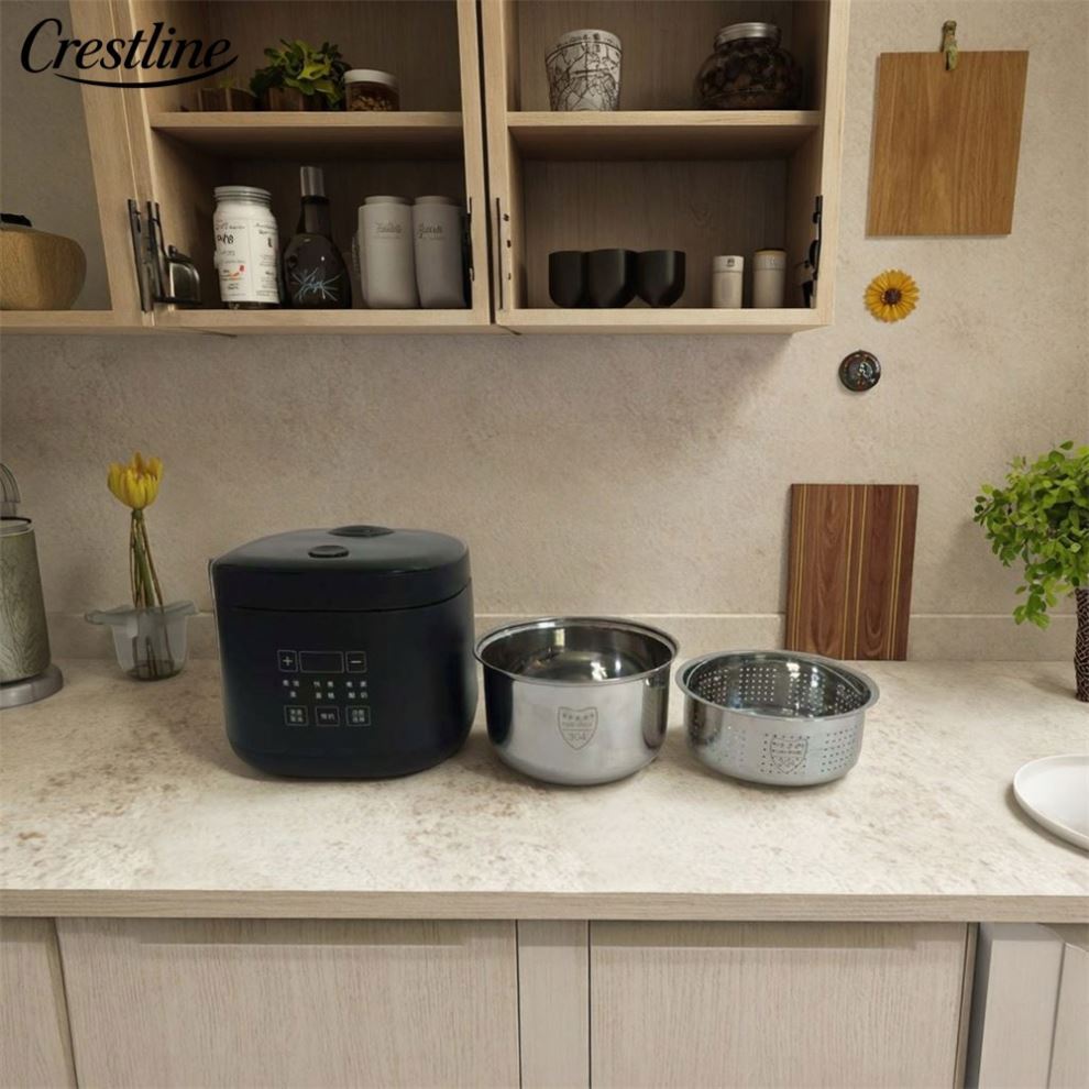 Modern 2L Mini Low Sugar Electric Rice Cooker Smart Kitchen Household Appliance with Stainless Steel & Multifunction Menus