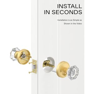 Asidrama 6-Pack Privacy in cristallo oro blocco porta pesante vetro spazzolato maniglie per interni camera da letto bagno sinistra