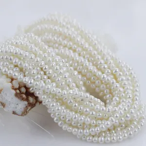 Chaîne de perles de pomme de terre naturelle blanche de qualité AA, petite taille, 3.5-4mm