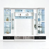 Meuble TV de salon, vitrine en verre, casier à vin, meuble de maison, meuble TV de luxe en bois moderne