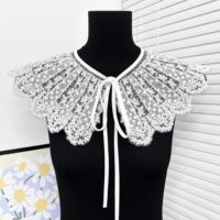Col détachable élégant en dentelle brodée pour femme, applique de décolleté tendance pour robe, chemise, accessoires de décoration de vêtements