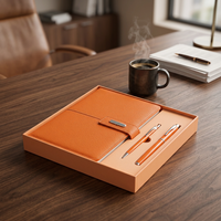 Ensemble de cadeaux d'affaires personnalisés A5, carnet en cuir, stylo en métal pour le bureau, cadeaux promotionnels pour clients, ensemble cadeau 3 en 1