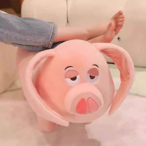 Flying Pig Long Bench Pony Plush Ultra-Soft Modern Children's <strong>Stool</strong> <strong>Pink</strong> Super Cute Birthday Gift for Apartment Use - Product Image 2