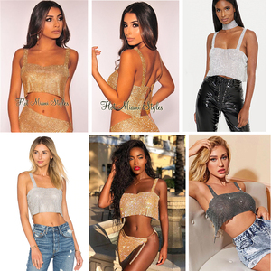 Sexy scintillante senza schienale misto <span class=keywords><strong>rosa</strong></span> Party Club di cristallo con strass <span class=keywords><strong>canotta</strong></span> da <span class=keywords><strong>donna</strong></span> - Product Image 6