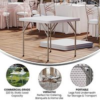 Table pliante en plastique blanc de granit carré bon marché de vente directe d'usine | Imperméable | Résistant aux chocs et aux taches