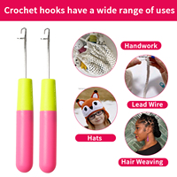Aiguilles à tricoter multifonctionnelles en bois et en acier, crochet à loquet, outil pour dreadlocks, extensions de cheveux, micro-tresses, 15,5 cm