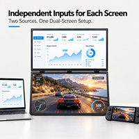 Moniteur portable pliable à double écran de 18,5 pouces, double écran 1080P FHD IPS 100% SRGB 300 Nits pour ordinateur portable PC