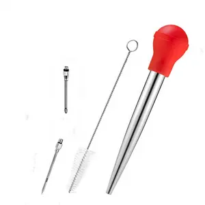 Factory Price Stainless Steel Meat Injection Tools Eco Material Origin Type Model Poultry BBQ Syringe Turkey Baster