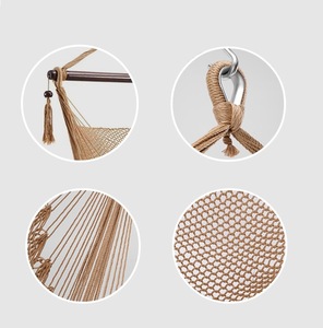 Chaise hamac d'extérieur balançoire hamac suspendu balançoire corde de coton filé doux tissage chaise de lecture suspendue - Product Image 6