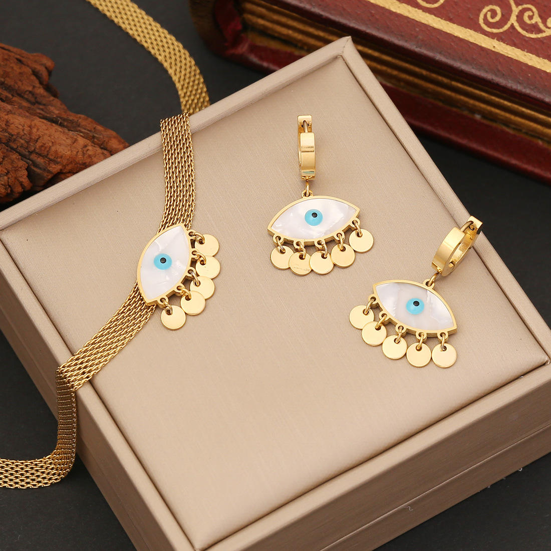 Fashion Stainless Steel Jewelry Sets Earrings and Necklace for