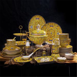 Wholesale 86pcs Chinese Classical Royal Enamel Art Home Decor Dining Room <b>Sets</b> Porcelain Dinnerware <b>Sets</b> - Product Image 2