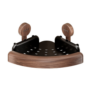 Uforo Triangular Bathroom Shelf Suction <b>Mounted</b> Drainable Corner Storage Rack 1 Layer Wood <b>Frame</b> - Product Image 1