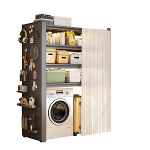 Étagère de rangement multi-niveaux Zwj Xks sur pied, 5 niveaux, pour machine à laver, balcon, rangement de bagages avec rideau anti-poussière - Product Image 5