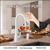Distributeur de savon liquide moderne noir brossé pour hôtel, mitigeur monocommande à capteur, à monter sur comptoir, avec robinet doseur et valve en céramique