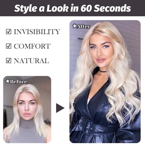 <span class=keywords><strong>GLADYS</strong></span> Juego de 4 Extensiones de Cabello Sintético Largo y Ondulado Natural con Clip, 22 Pulgadas, para Mujer, en Color Marrón, Rubio y Negro - Product Image 4