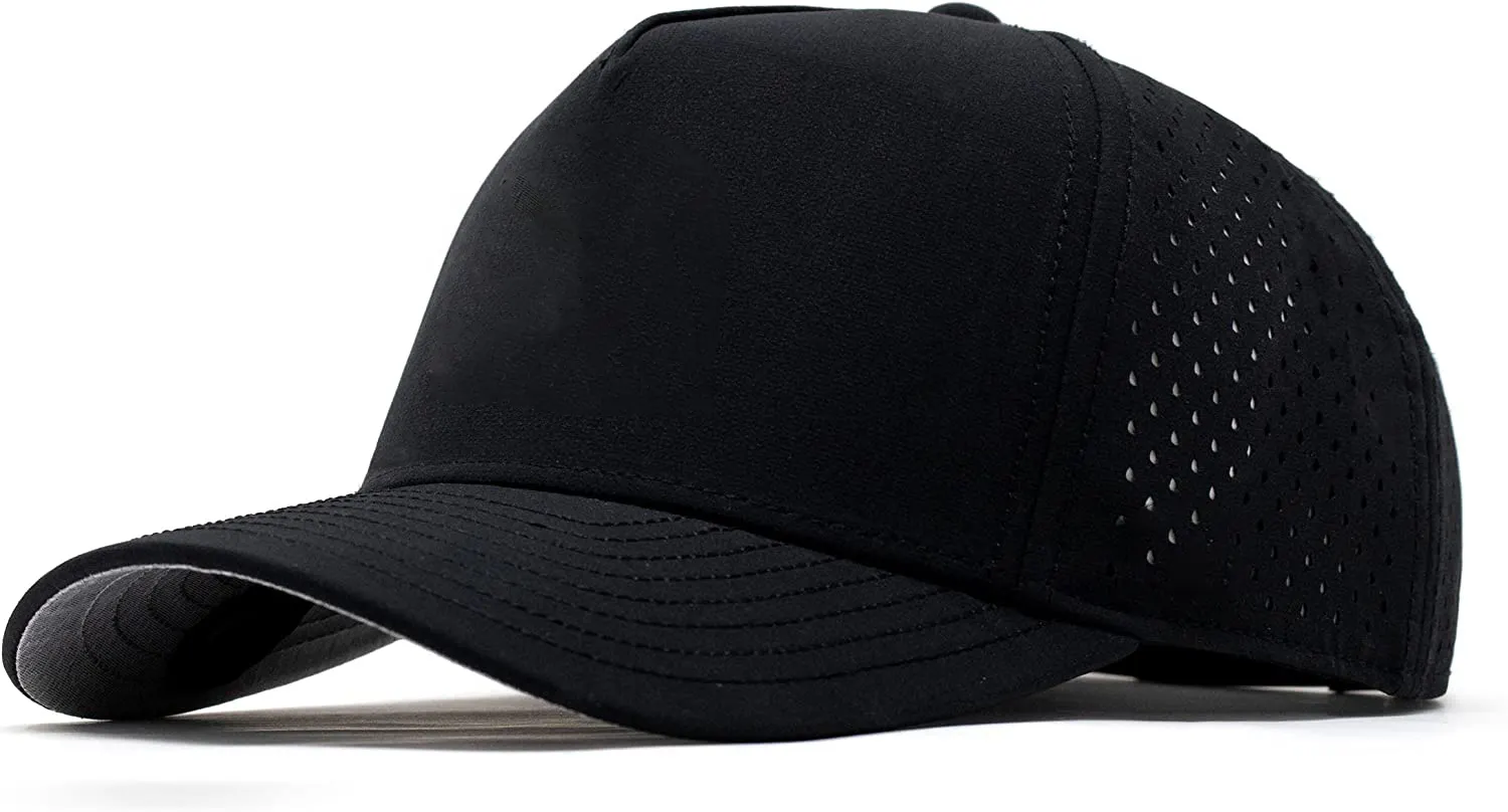 Нашивка с логотипом на заказ, 5 панелей, с отверстиями для лазерной резки, перфорированная Водонепроницаемая шляпа, дышащая быстросохнущая шапка для гольфа