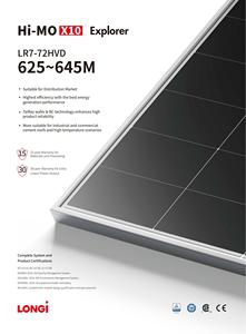 Nuevo Producto LONGi Hi-MO X10 Explorer LR7-72HVD Panel Solar Bifacial de Doble Vidrio 630W 635W 640W 645W con Celdas BC - Product Image 4
