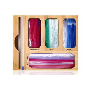 Wholesale Plastic Wrap Dispenser Ziplock Bag Storage Organizer With Cutter