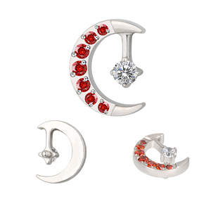 Juego de CNC de titanio G23 para Piercing en el cuerpo Moon CZ Center 16G Labret roscado internamente Helix Earring Zircon Bodas Compromisos - Product Image 3