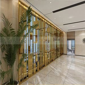 EX254 Modern Design Stainless Steel <b>Screen</b> Partition Fixed Room Divider for <b>Wall</b> Decor Salon Panel Gold Room Divider - Product Image 3