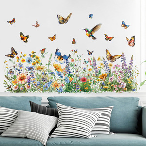 Groothandel Gras Vlinders Kolibries Waterdicht Vinyl Decoratieve Muursticker Voor Slaapkamer - Product Image 4